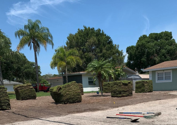 R & M crew installing fresh sod